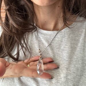 HOLIDAY SALE Swarovski Large Crystal Pendant Necklace-silver&Rose gold BRAND NEW